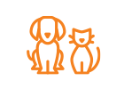 Silhouette of dog and cat