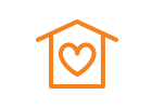 Silhouette of house with a heart inside of it