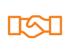 Silhouette of two people shaking hands